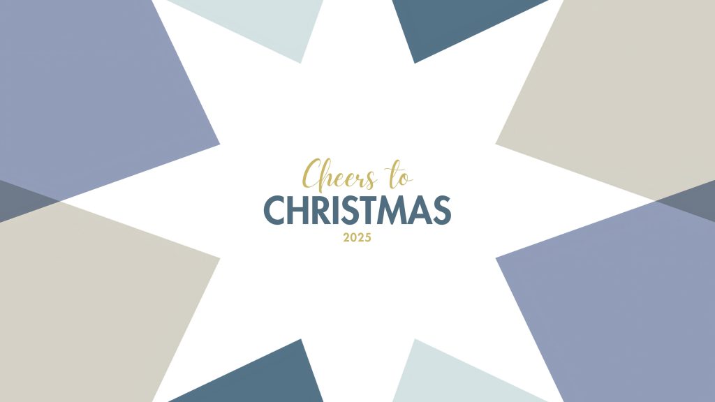 Festive graphic with a white star in the middle.